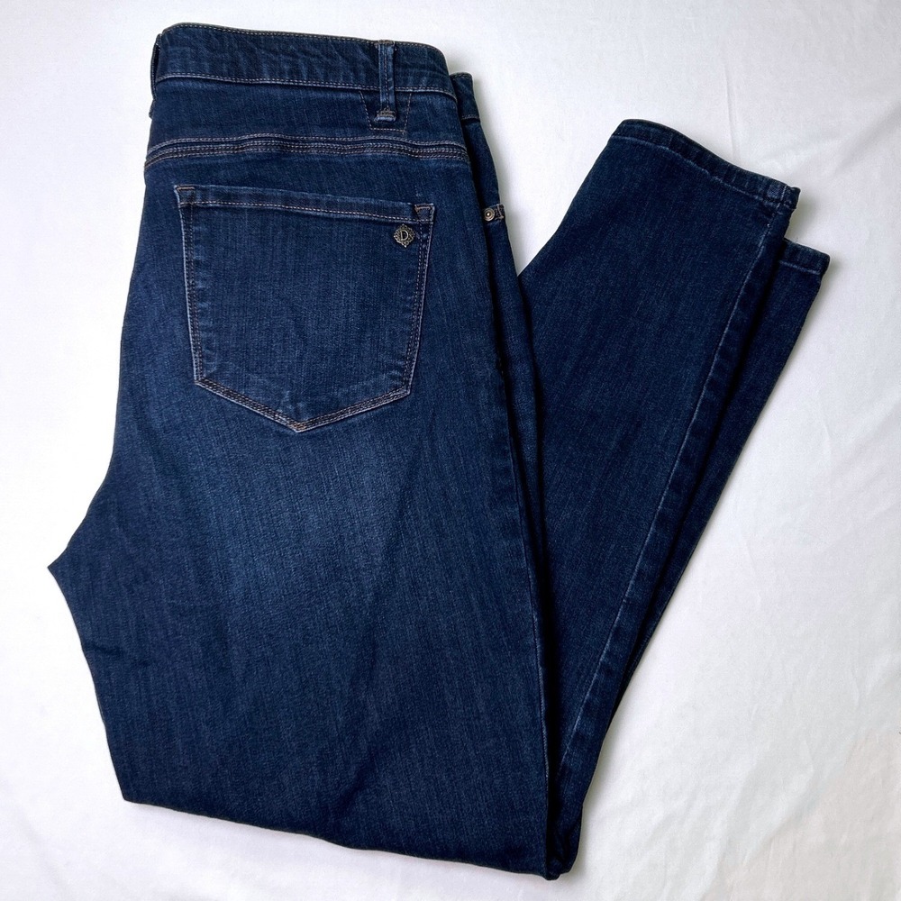 Democracy Womens Mid Rise Absolution Straight Leg Jeans Size 14 Dark Wash Blue